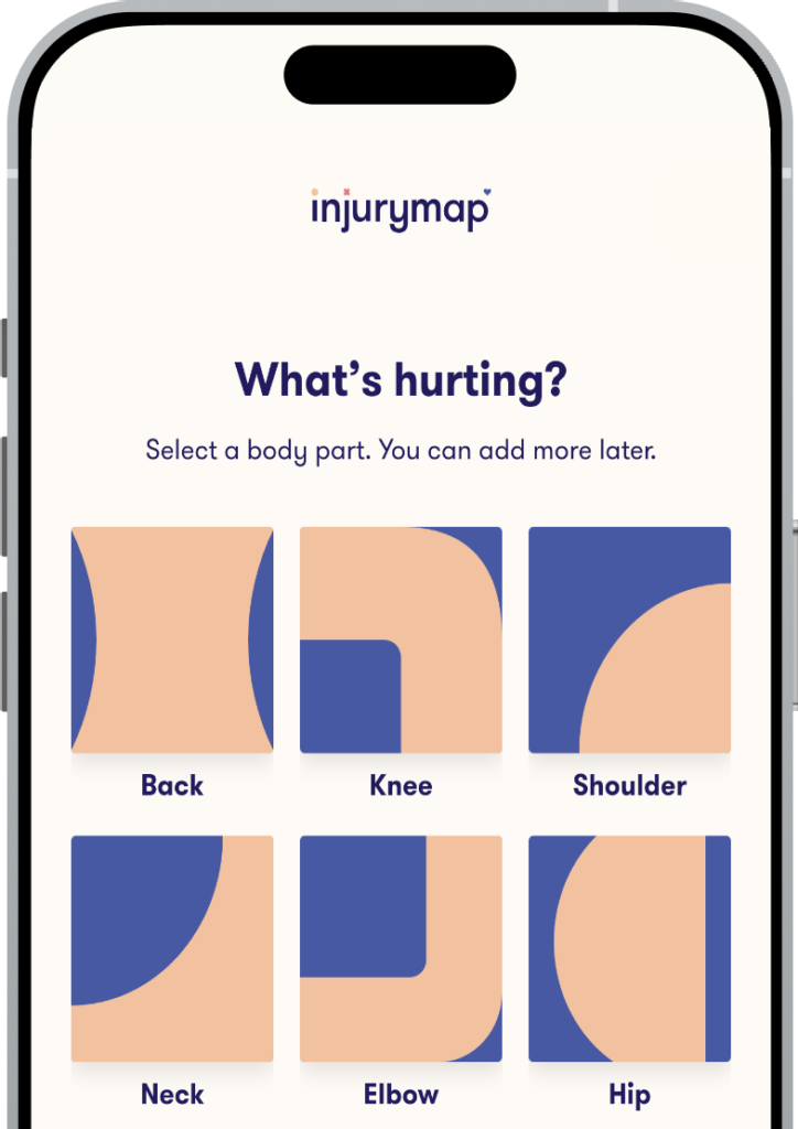 Injurymap - injury selection screen EN